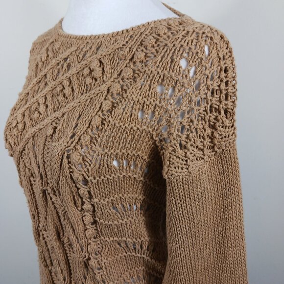 Cervelle Hand Knit Tan Sweater, Size Medium, Long Sleeve, Textured, Artisanal - Picture 8 of 16